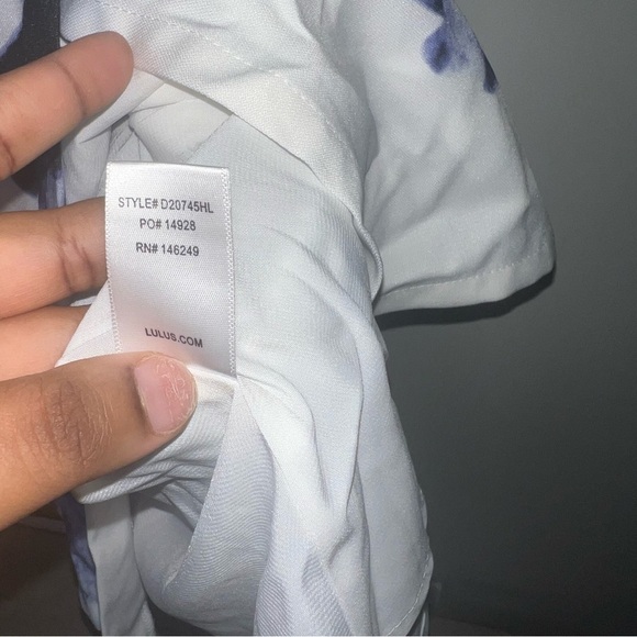 NWT Lulus Seeing Chic Blue and Ivory Print Skater Dress - Picture 10 of 13